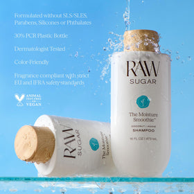 RAW SUGAR shampoo lather in hand demonstrating gentle cleanse and softness