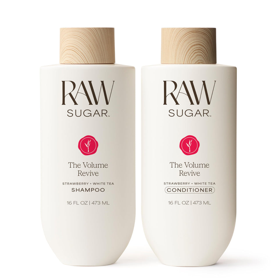 RAW SUGAR front packaging showing duo and benefits for lightweight volume