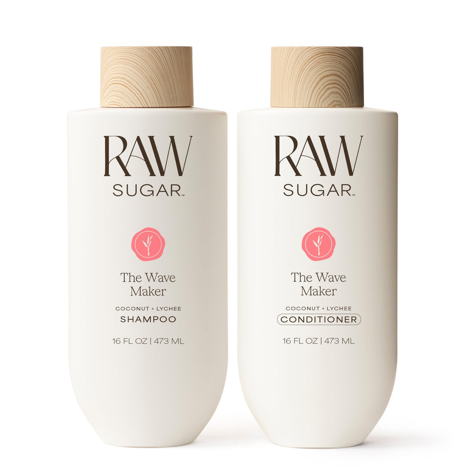 RAW SUGAR front packaging of Wave Maker duo showing bottles and branding, promotes beachy texture