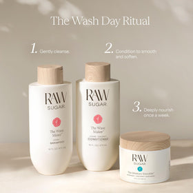 RAW SUGAR model with soft wavy hair after use showing airy volume and natural movement