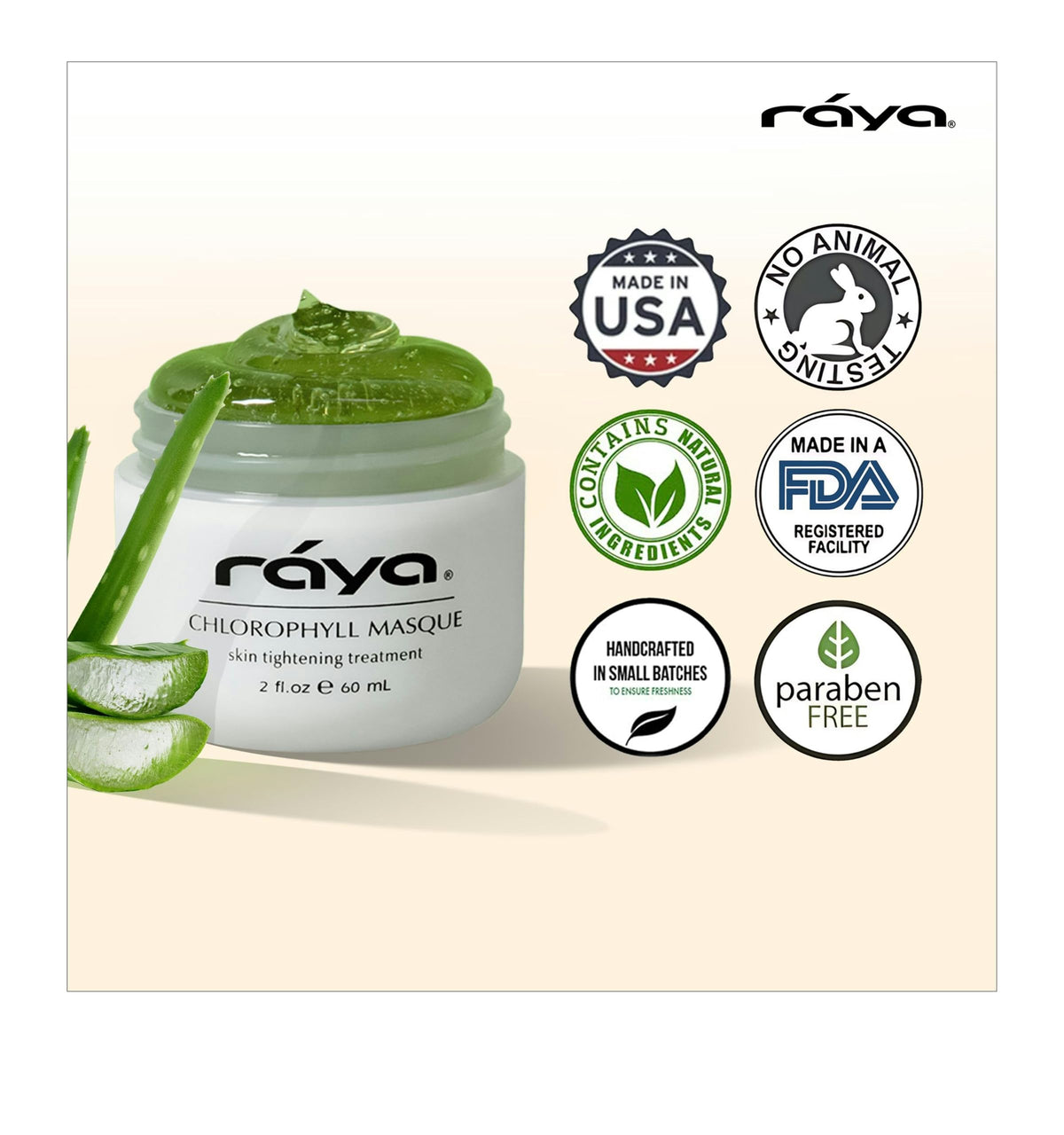 Raya masque being applied to cheek demonstrating immediate tightening