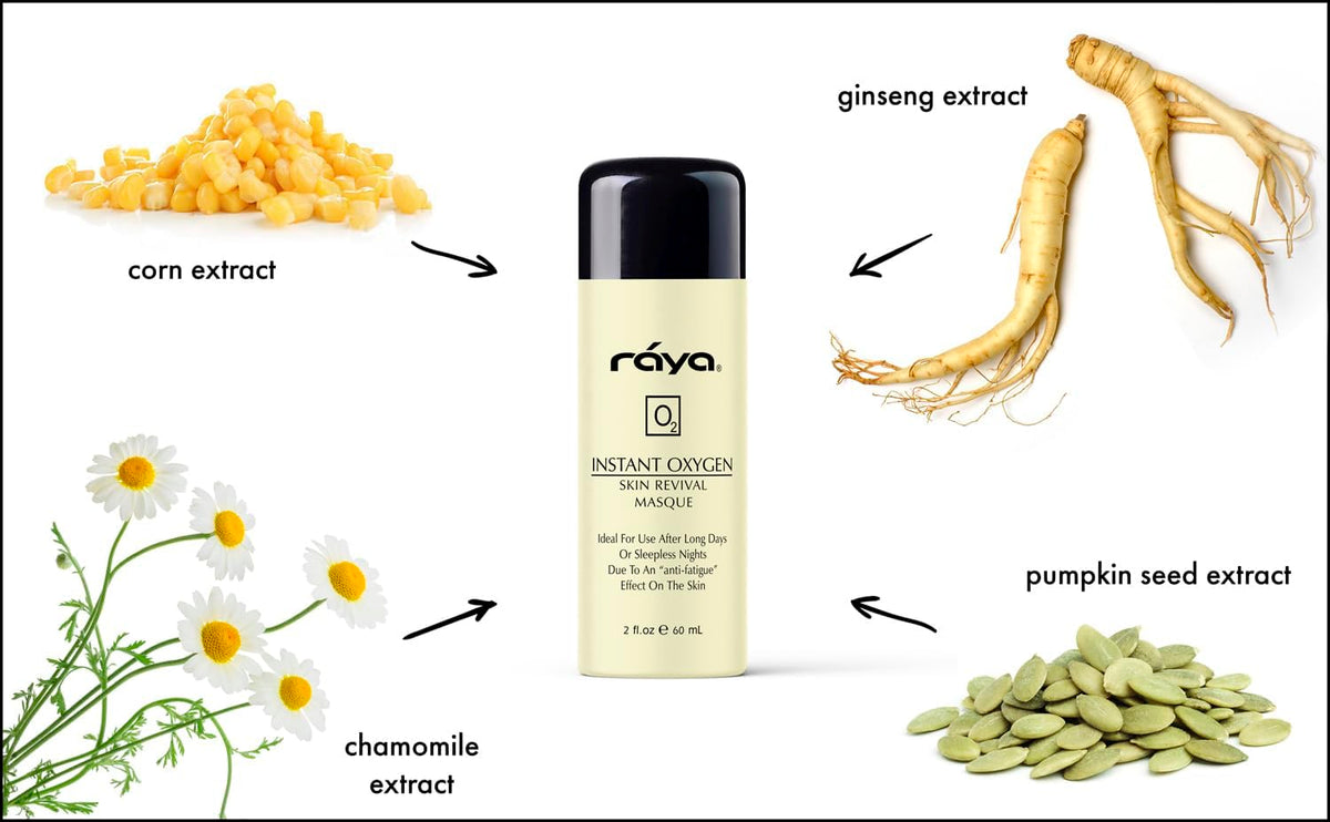 Raya oxygen masque ginseng closeup showing botanical revitalizer