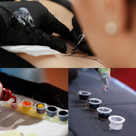 rayyl practice skin in use with tattoo pen demonstrating realistic training