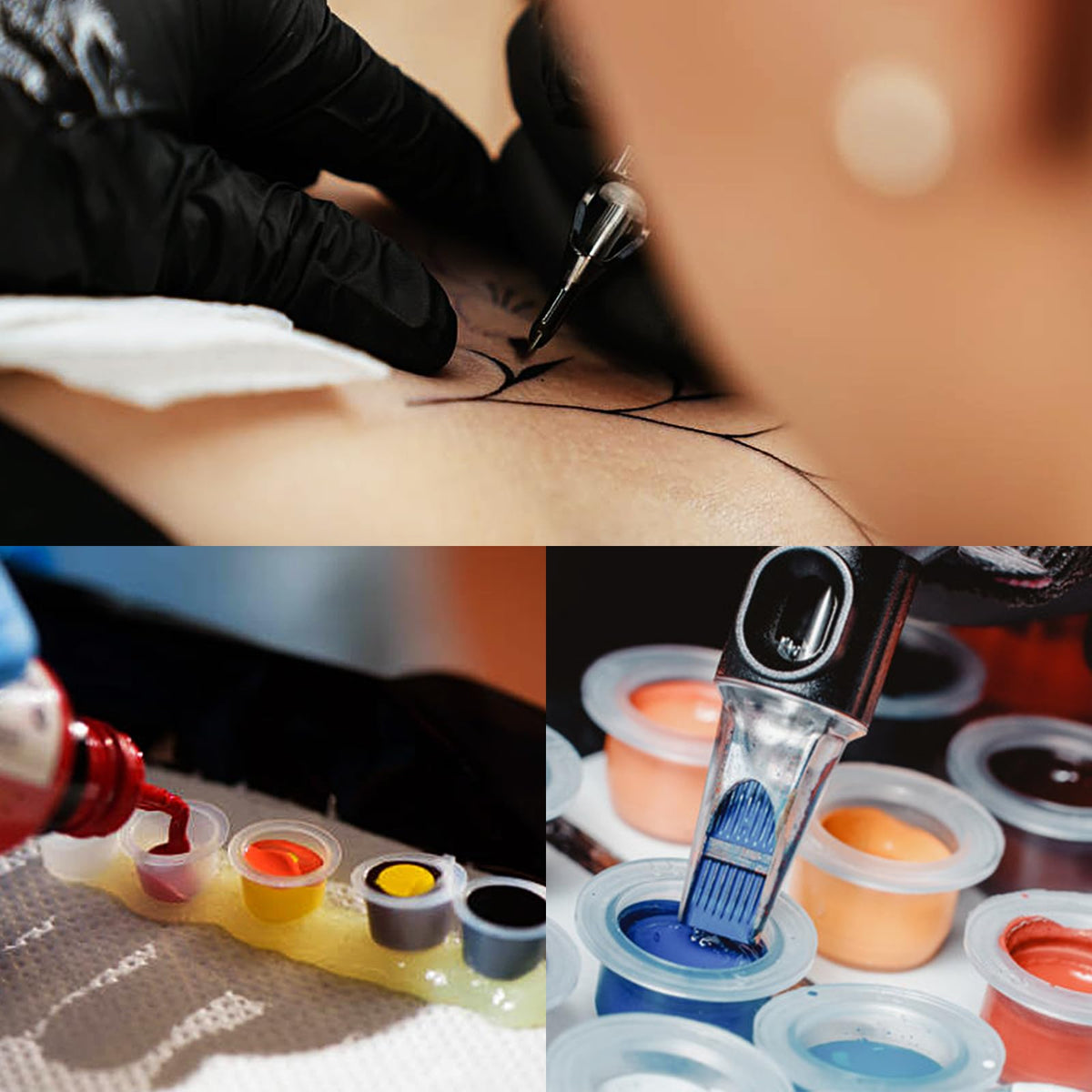 Rayyl on a workstation showing organized setup and hygienic pigment storage