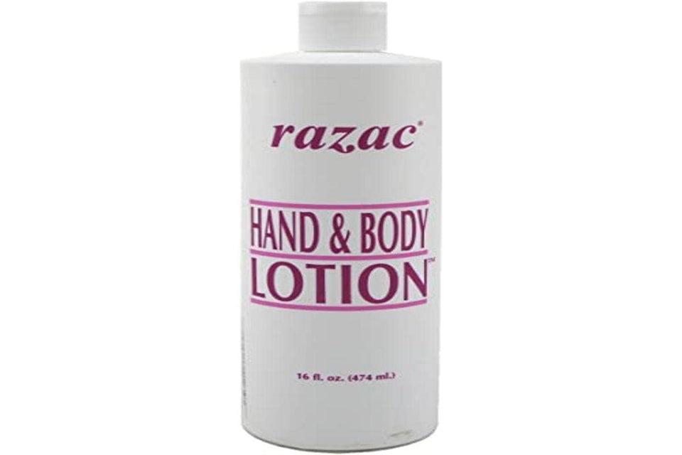Razac lotion front pump bottle showing label and convenient dispenser for daily moisture