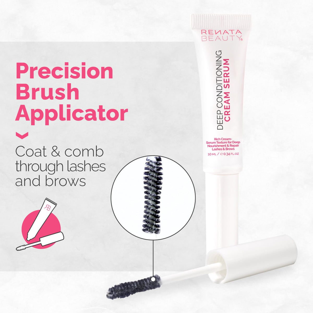 RB RENATA BEAUTY on model lashes showing softened, nourished eyelash appearance