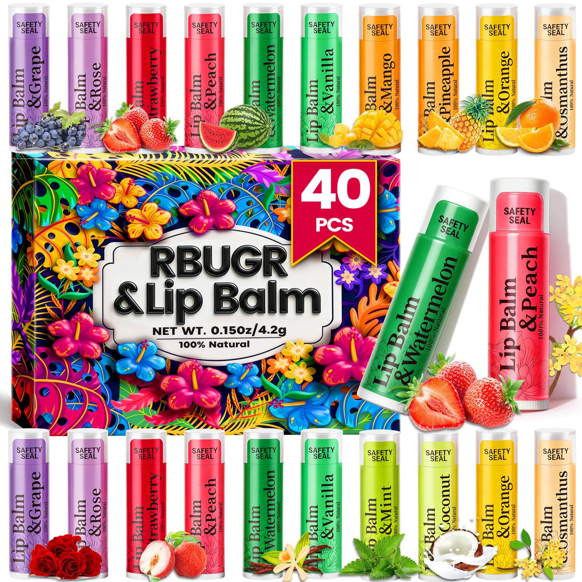 RBUGR front packaging of 40-pack showing variety and bulk convenience