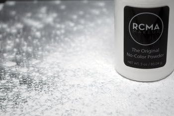 RCMA Makeup close-up of finely milled powder texture, demonstrates smooth application benefit