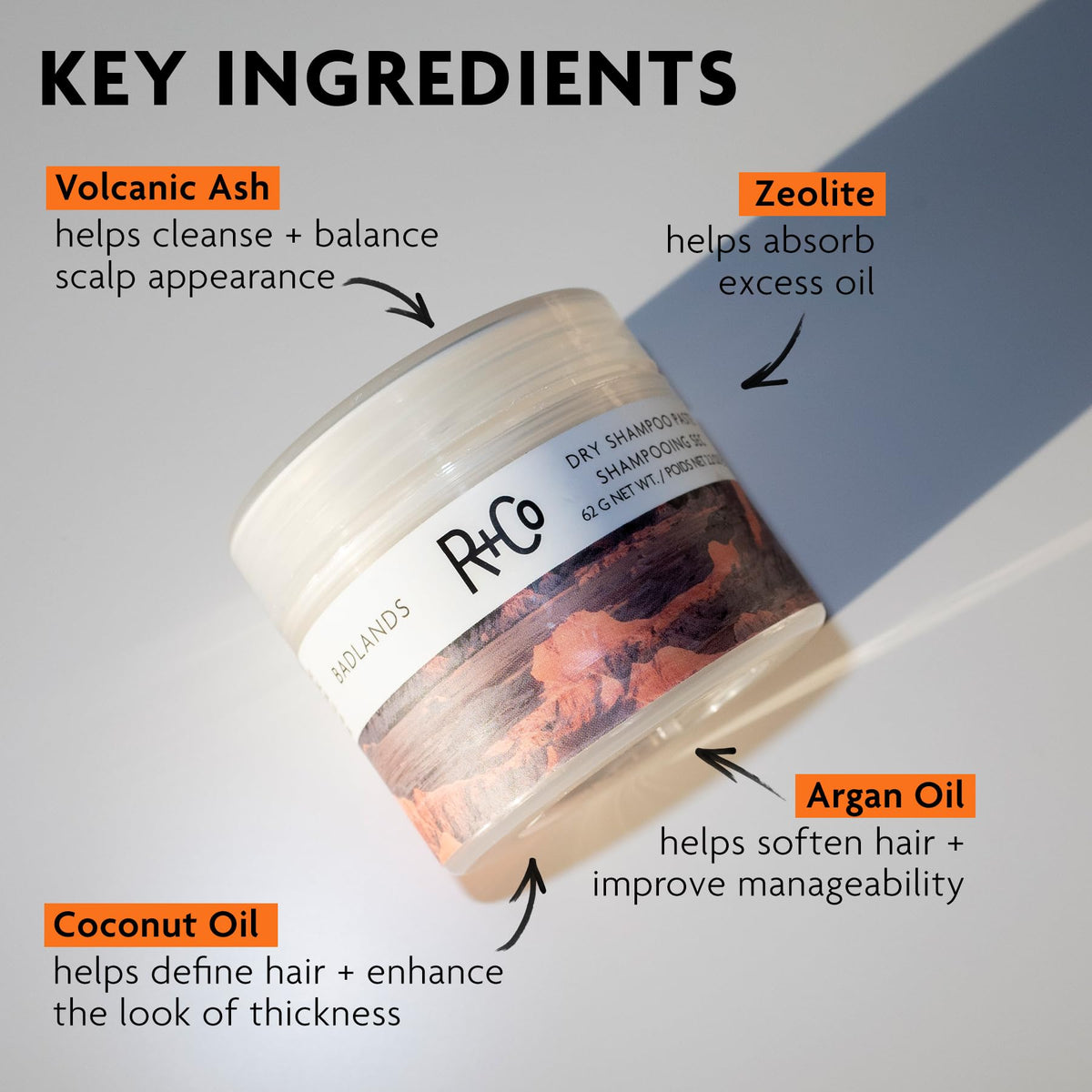 R+Co Badlands paste on fingertips demonstrating amount to use and easy blending
