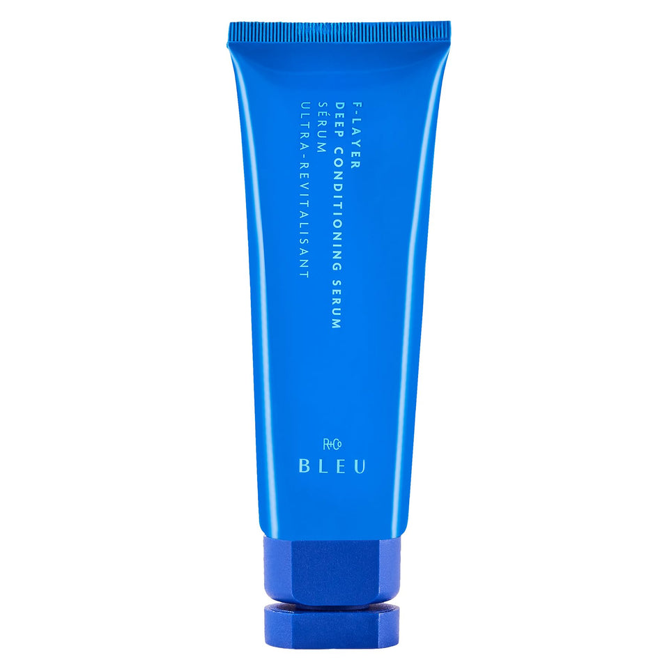 R+Co bottle front packaging showing label and refined Bleu scent benefit