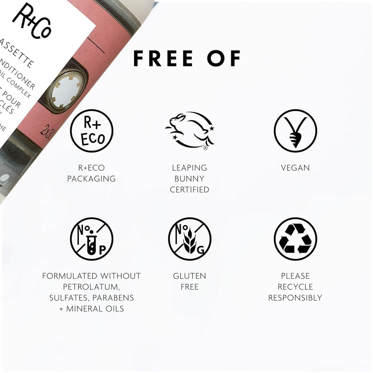 R+Co Cassette application on mid-lengths and ends, benefits improved moisture and frizz control