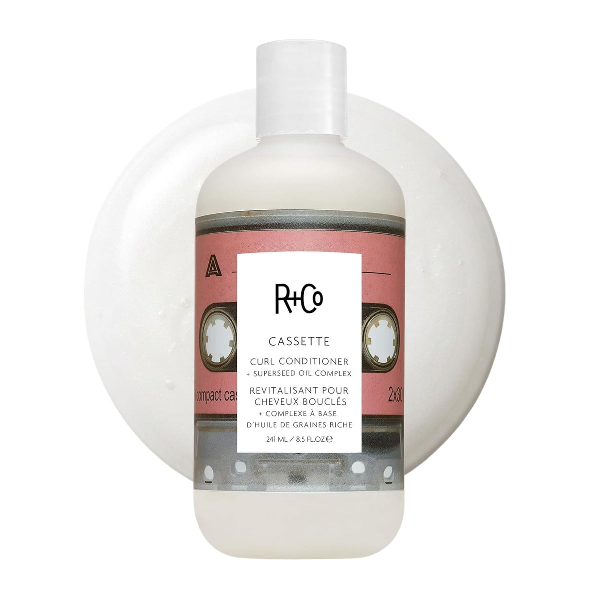 R+Co Cassette front packaging showing bottle and branding, highlights lightweight conditioning