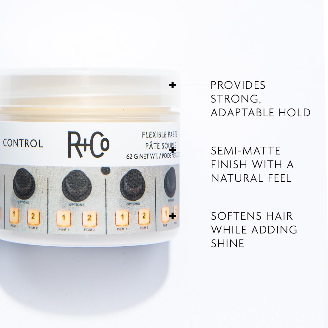 R+Co paste texture closeup demonstrating workable, non greasy consistency