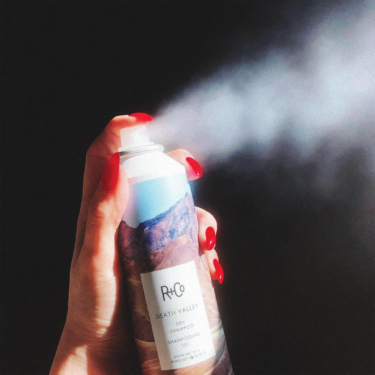 R+Co Death Valley on bathroom shelf staged for everyday refresh routine