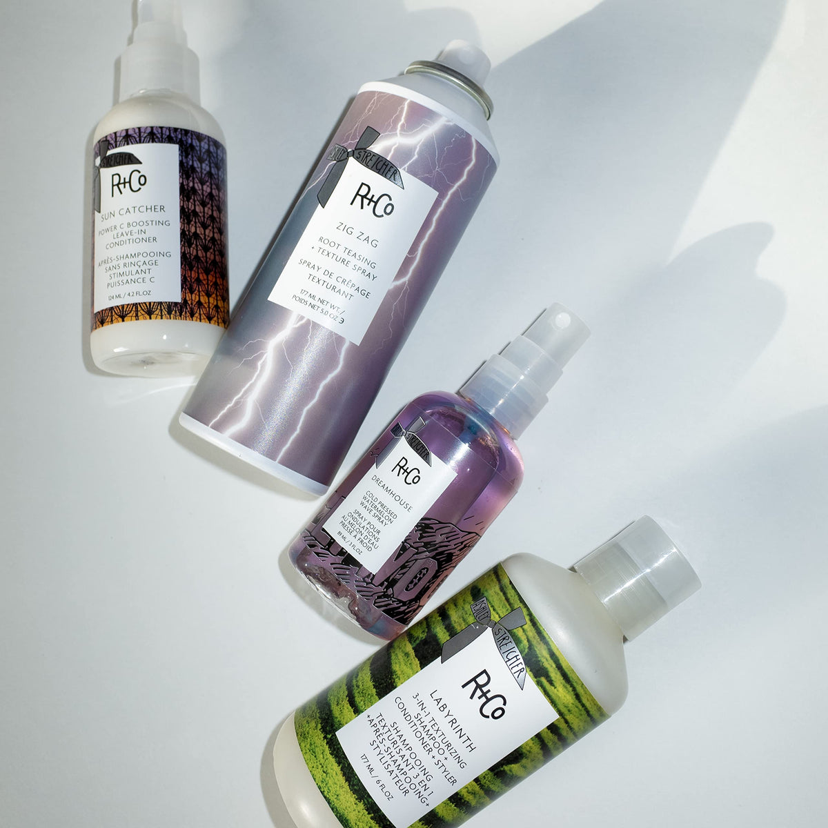 R+Co Labyrinth in-shower styled hair showing touchable, piecey volume and natural movement
