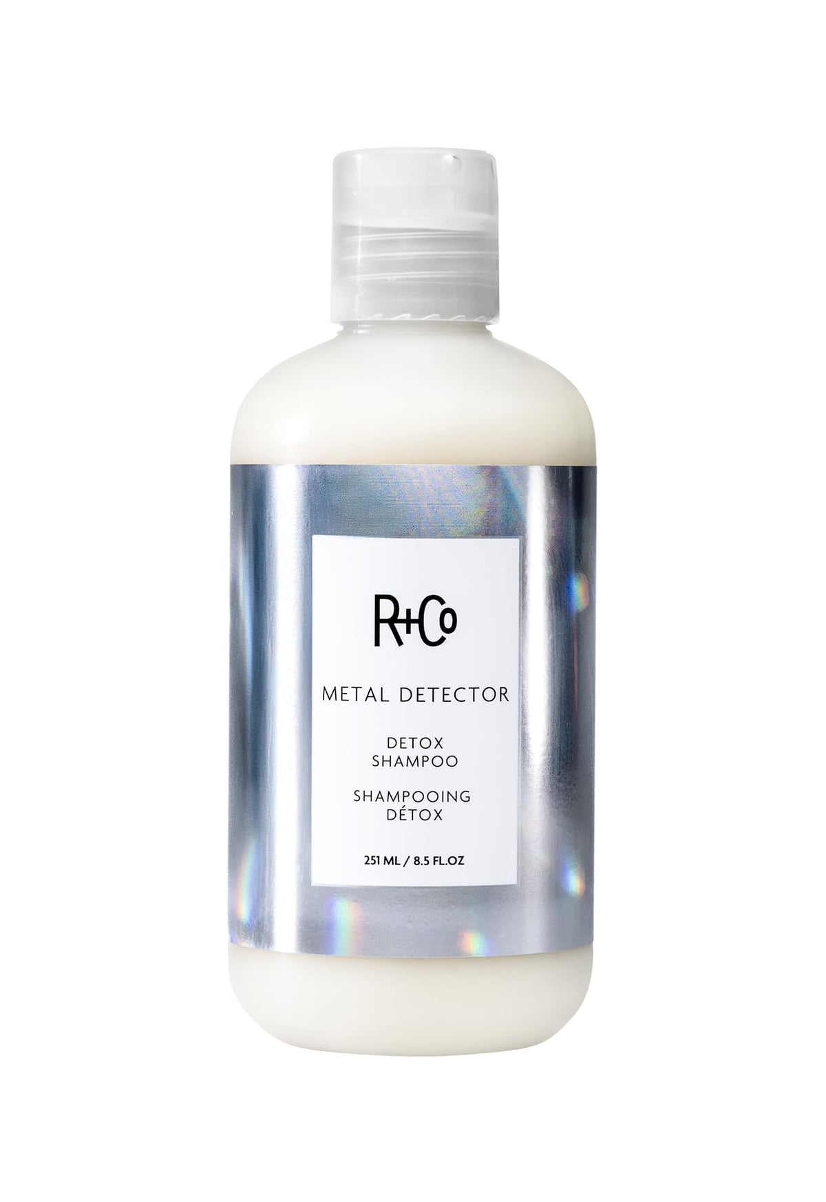 R+Co METAL DETECTOR front bottle showing label and size, clarifying benefit