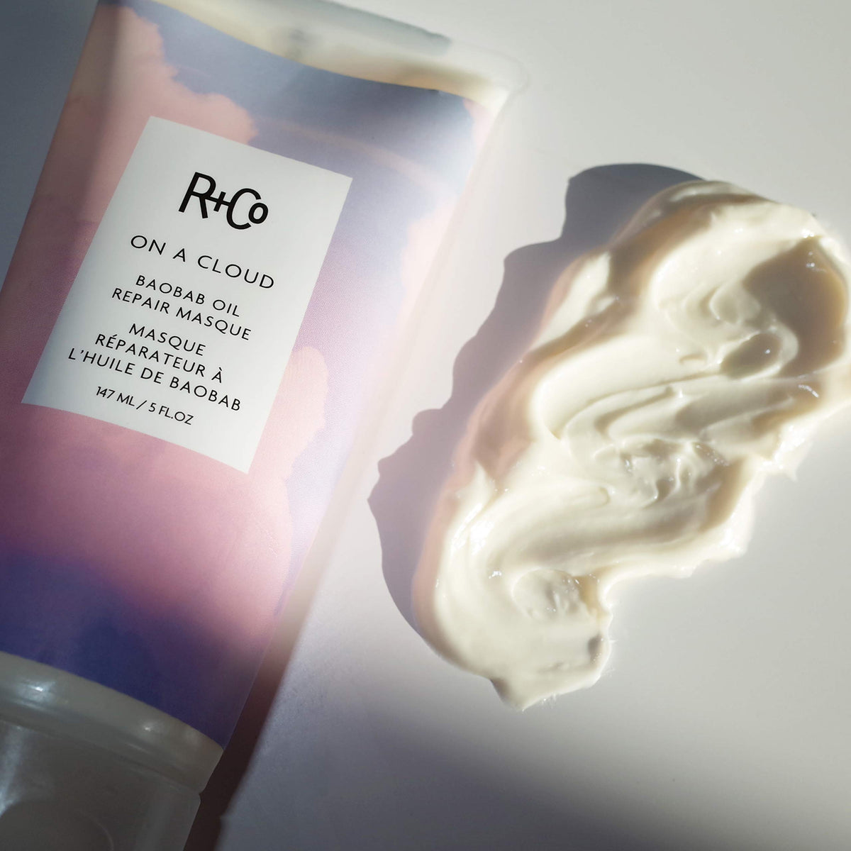 R+Co baobab and nut oils arranged to show nourishing ingredient benefits