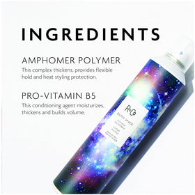 R+Co Outer Space visible spray mist showing lightweight texture and coverage