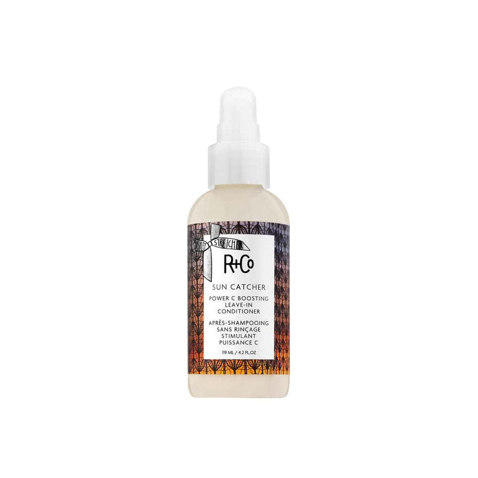 R+Co Sun Catcher front packaging showing bottle and label with nourishing benefits