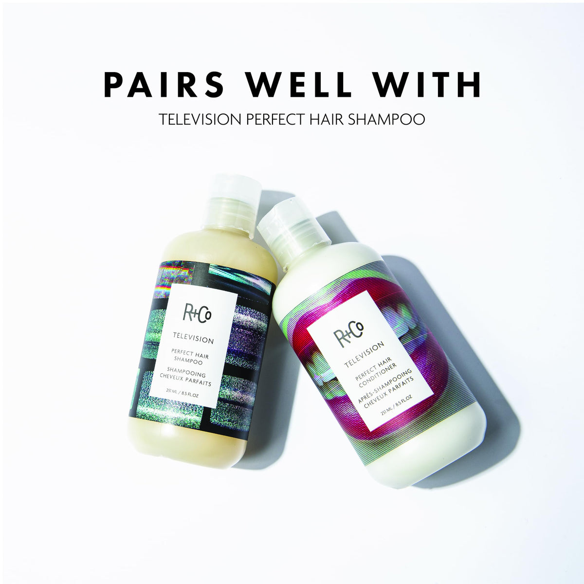 R+Co Television conditioner in-shower application demonstrating easy detangling benefit