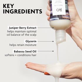 R+Co TELEVISION lather in hand demonstrating gentle cleansing and foam benefit