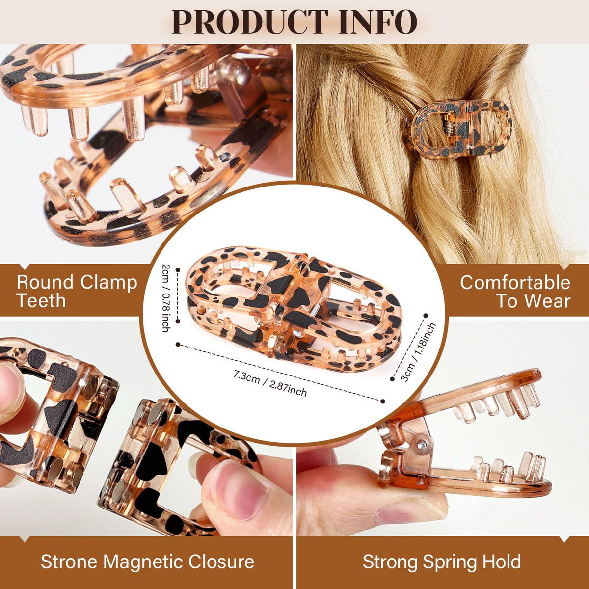RCZETC inner non-slip surface close-up showing gentle grip for thick hair