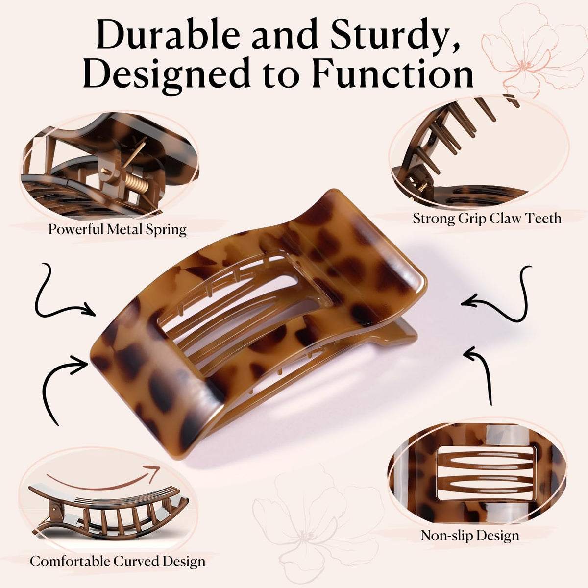 RDUQM clip worn in hair half-up style demonstrating neat, non-bulky look