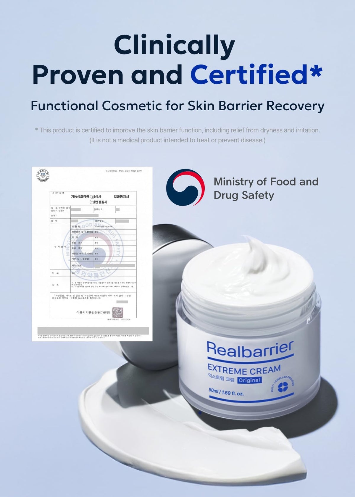 Open Real Barrier jar revealing balm-cream consistency and hydration