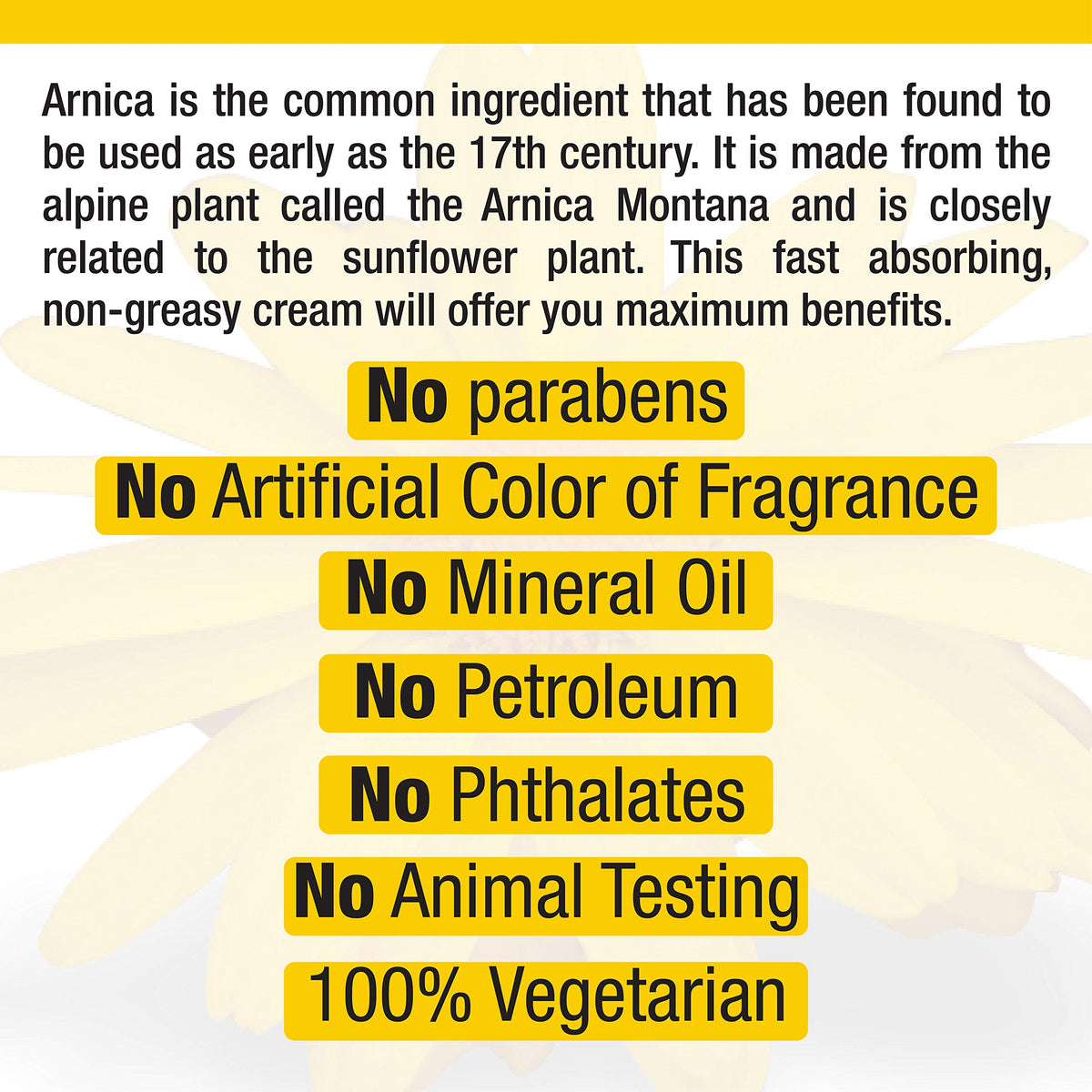 Real Relief ingredient badges showing no parabens, no fragrance, and vegetarian benefit