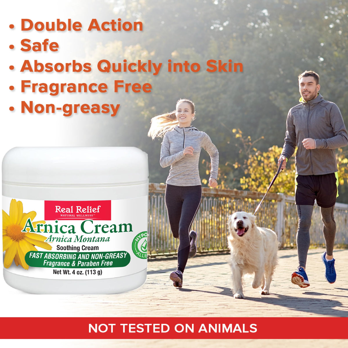 Real Relief cream applied on hand to show quick absorption and non-greasy finish
