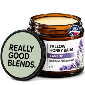 Really Good Blends front jar lavender showing packaging and calming scent benefit