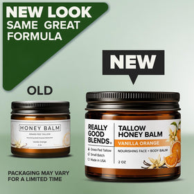 Really Good Blends ingredients honey olive oil and beeswax highlighting natural sourcing