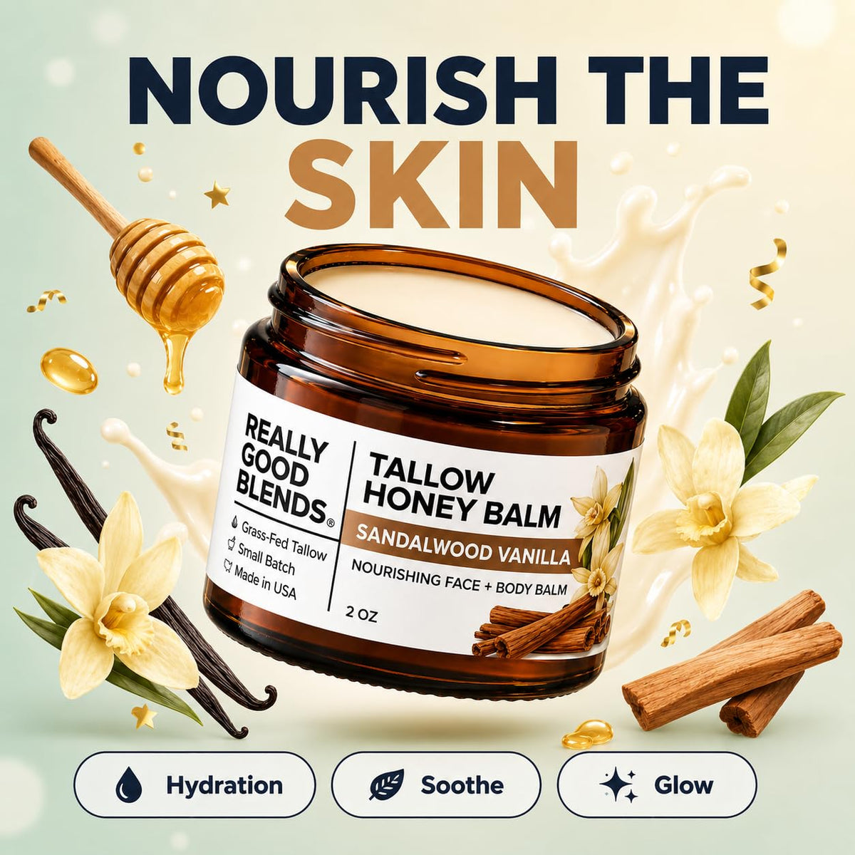 Really Good Blends open jar closeup of balm texture for easy skin absorption