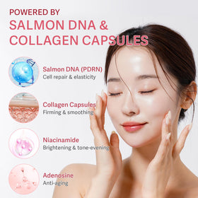 realori capsule closeup with golden beads, highlights vitamin C and collagen delivery