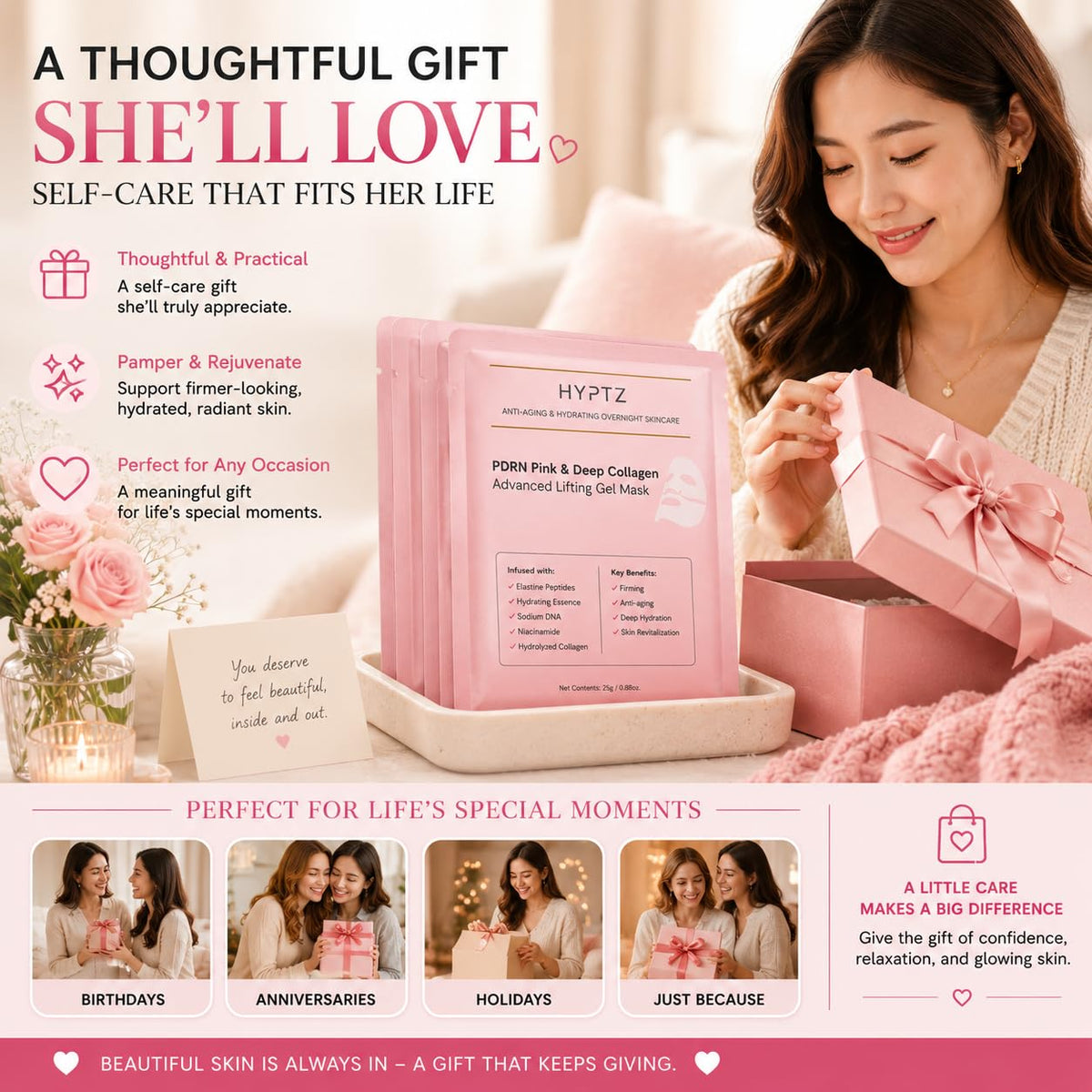 realori mask staged in bathroom shelf for self-care gift presentation