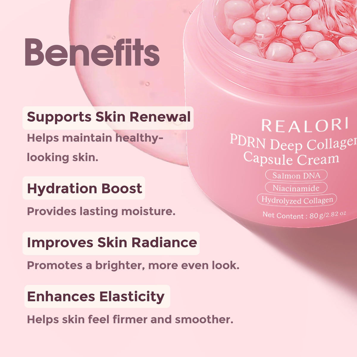 realori pink jelly texture on fingertip, shows lightweight hydration benefit