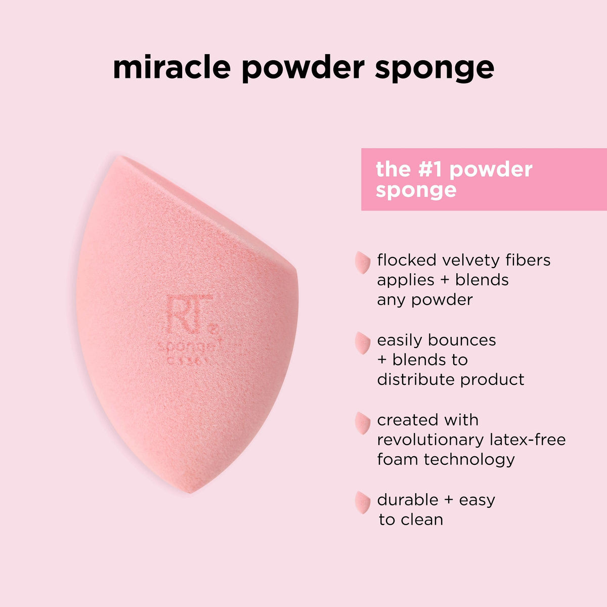Real Techniques sponge blending foundation on cheek for seamless, streak-free finish