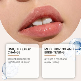 REATIFUL applied on lips of model, demonstrates personalized color development and shine