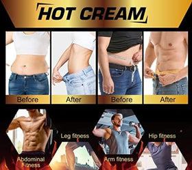 REBODUM cream applied to abdomen demonstrating warming pre-workout boost
