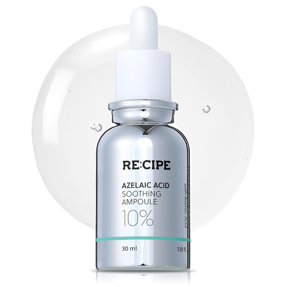 RE:CIPE front bottle shot highlighting clean packaging and serum clarity