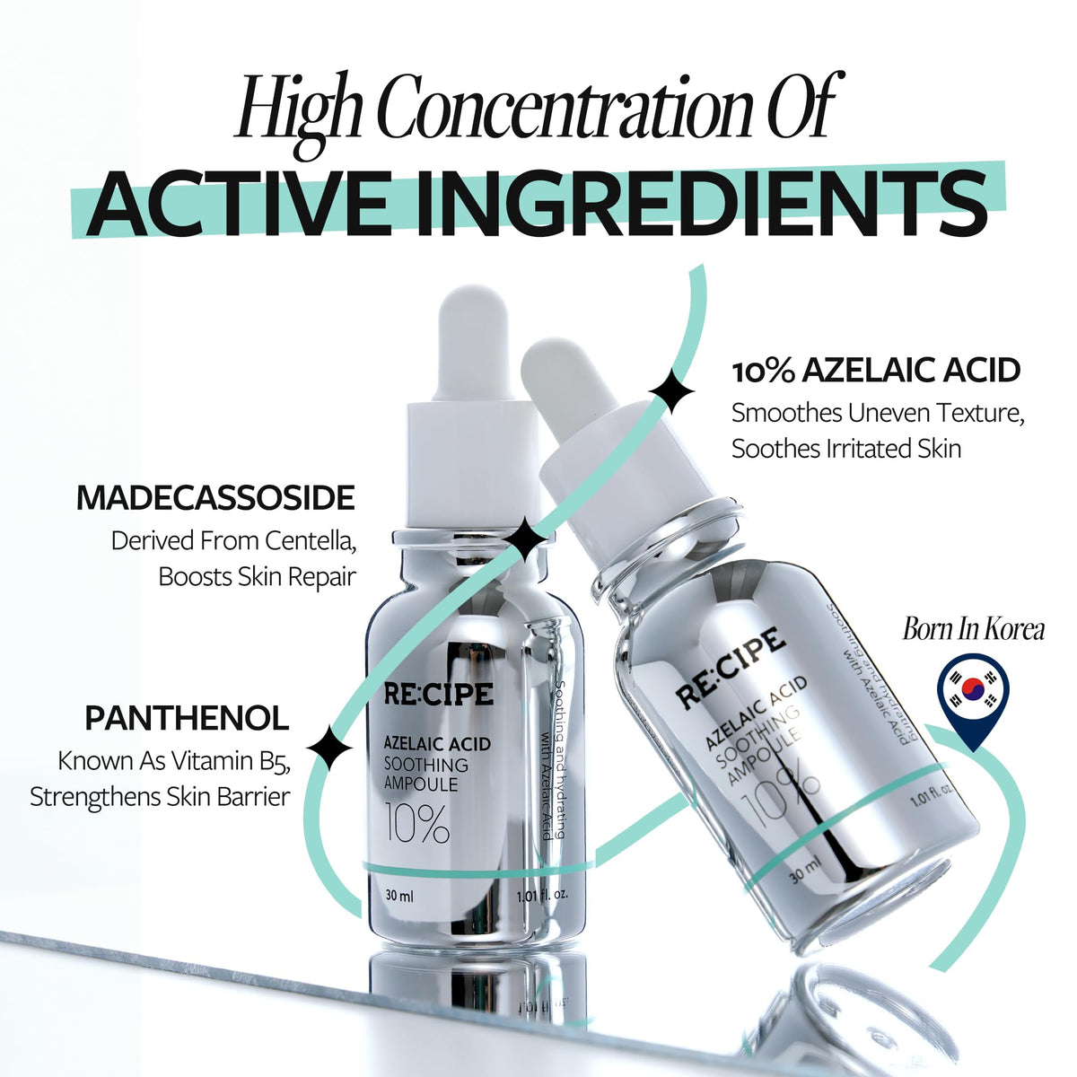 RE:CIPE ingredient label detail showing azelaic acid and soothing actives