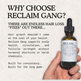 Reclaim Gang dropper applying serum to scalp demonstrating easy use