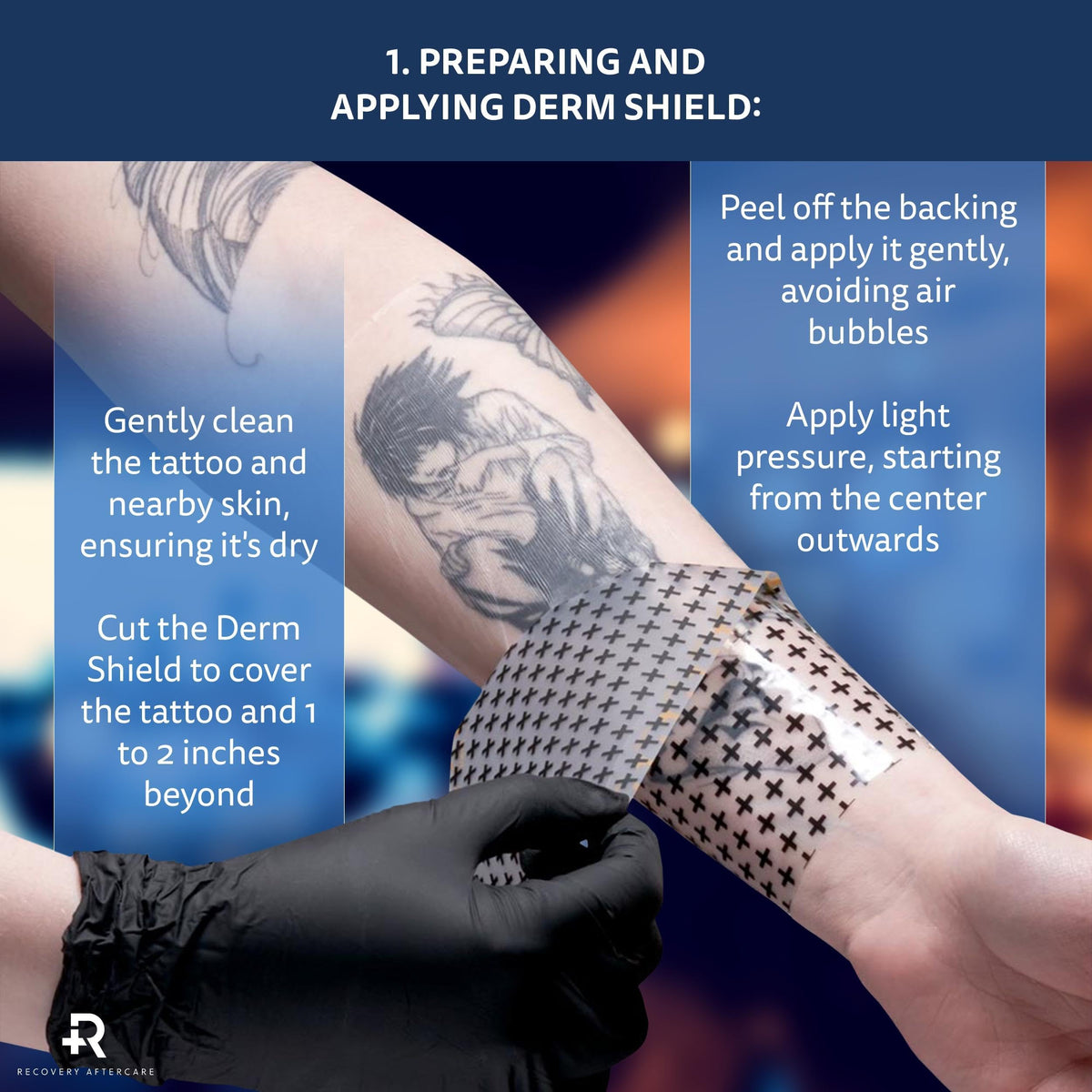 Recovery Aftercare patch applied on arm demonstrating discreet protection