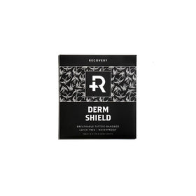 Recovery Aftercare Derm Shield front packaging showing clear 4x4 bandages and benefits