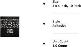 Recovery Aftercare Derm Shield next to ruler showing 4x4 inch size for accurate coverage