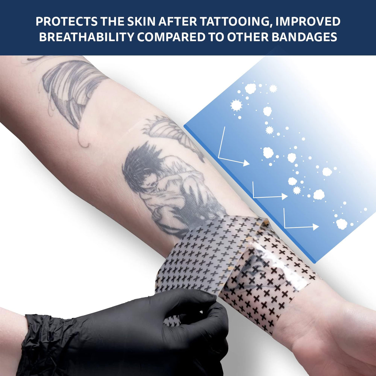 Recovery Aftercare derm shield next to ruler showing dimensions and scale benefit