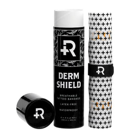 Recovery Aftercare roll front view showing clear film and packaging protecting tattoos