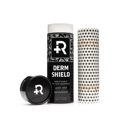 Recovery derm shield front roll showing packaging and size benefits