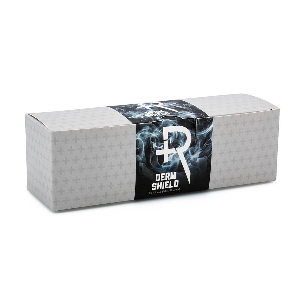 Recovery derm shield next to ruler showing roll length and coverage advantage