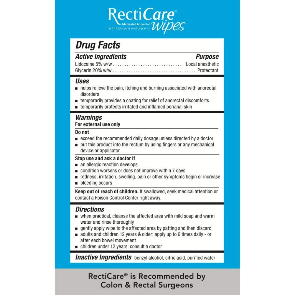 Recticare wipe being used externally demonstrating discreet portable pain relief